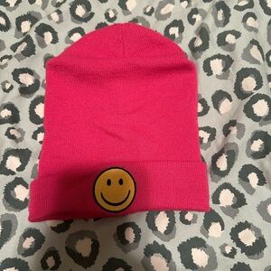 David and Young Pink Yellow Knit Beanie Hat
